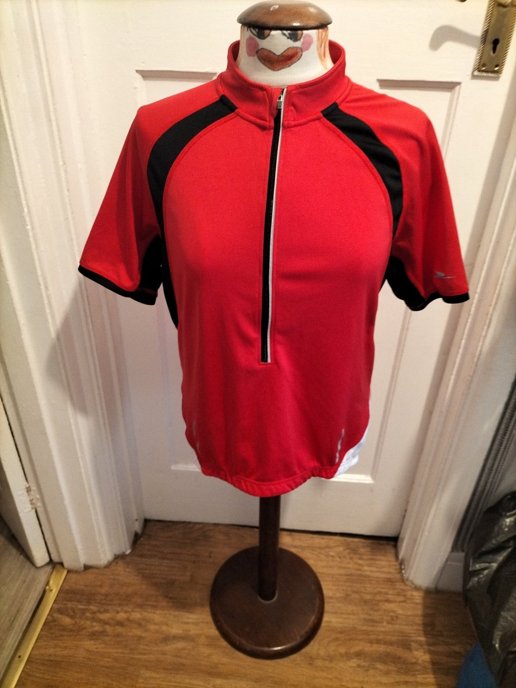 Mens Size Large Activewear Red Semi Zip Tshirt