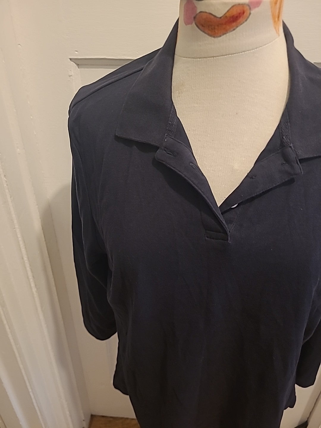Mens Lands End Size Large Black Mid Sleeved Polo