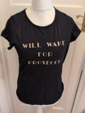 F&F 12-14 Black Short Sleeve "Will Wake For Prosecco" Pyjama Top