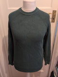 Mens Primark Size Small Green Ribbed Long Sleeved Jumper
