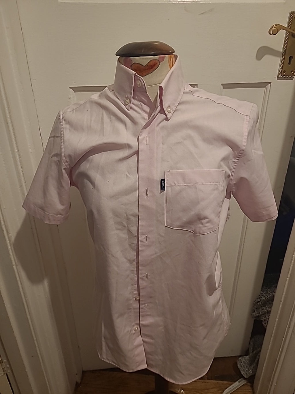 Mens Next Size Small Slim Fit Pink Short Sleeve Shirt