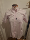 Mens Next Size Small Slim Fit Pink Short Sleeve Shirt