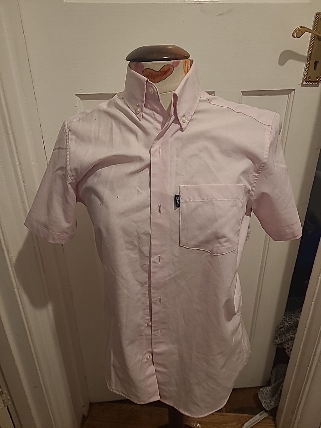 Mens Next Size Small Slim Fit Pink Short Sleeve Shirt