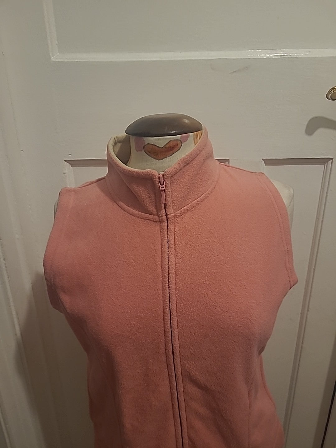 Ladies EWM Size 10-12 Pink Zip Through Sleeveless Cardigan