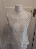 Ladies Medium White Lace See Through Short Sleeve T-shirt