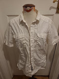 Ladies Divided Size Medium White Short Sleeved Buttoned Shirt