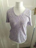 Bonmarche 14 Lilac Patterned Short Sleeved Blouse