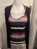 Soon 16 Black With Multi Stripe Short Sleeve Blouse
