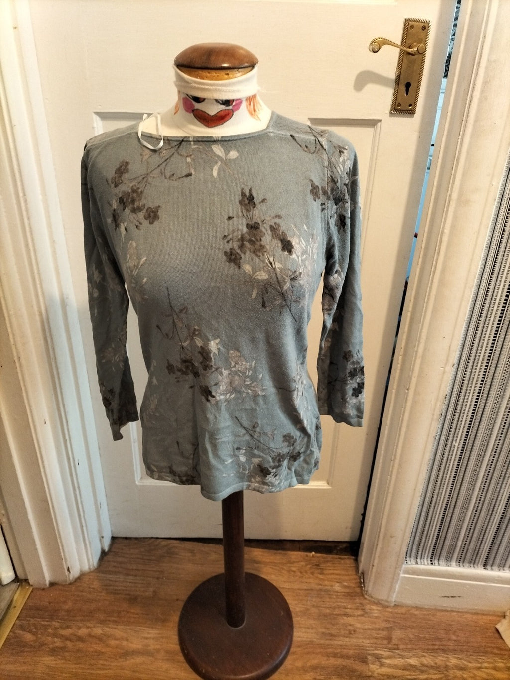 Ladies Next 10 Green Floral Long Sleeved Blouse