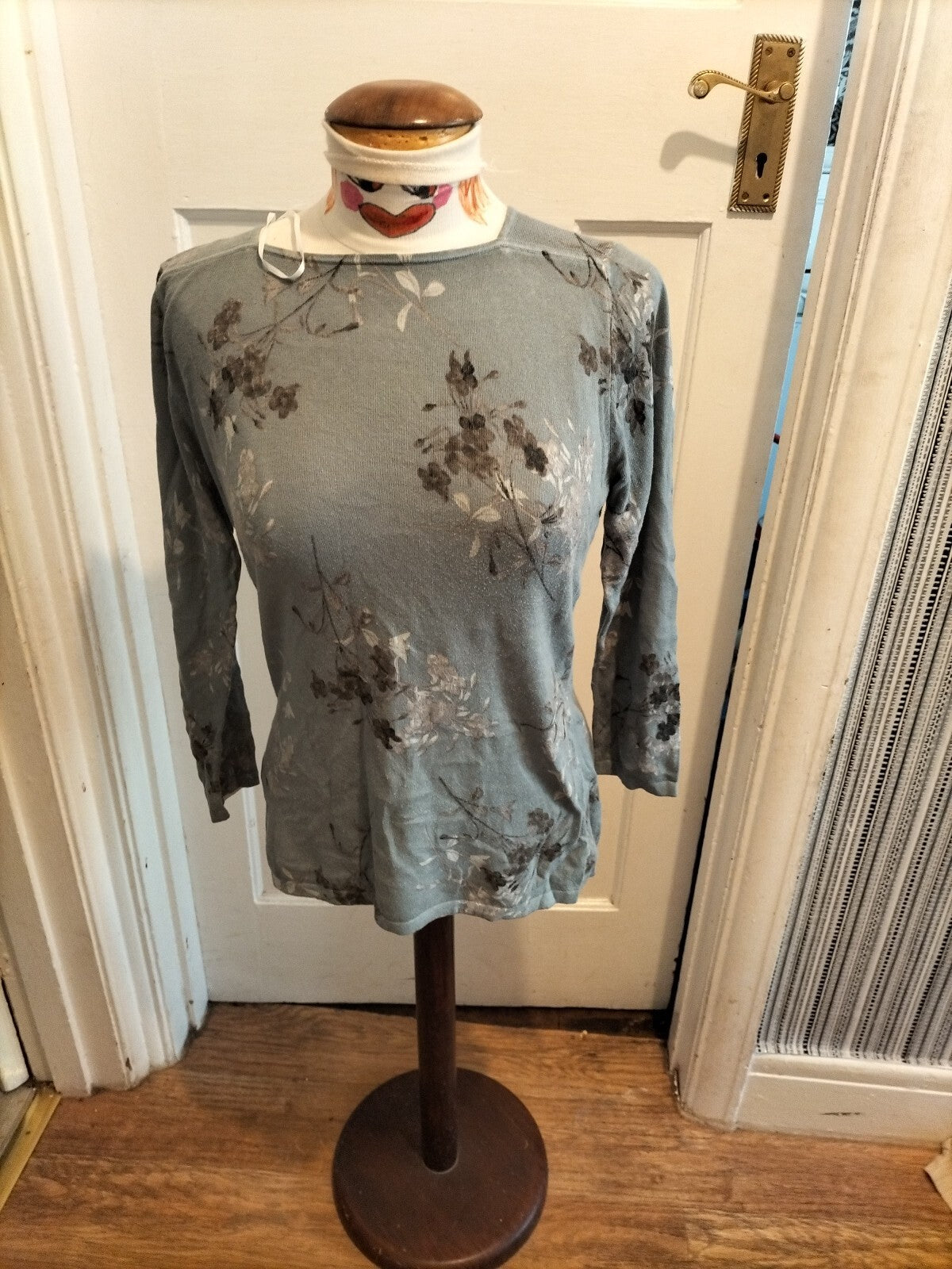 Ladies Next 10 Green Floral Long Sleeved Blouse