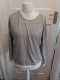 George 12-14 Grey White Stripe Long Sleeve Pyjama Top