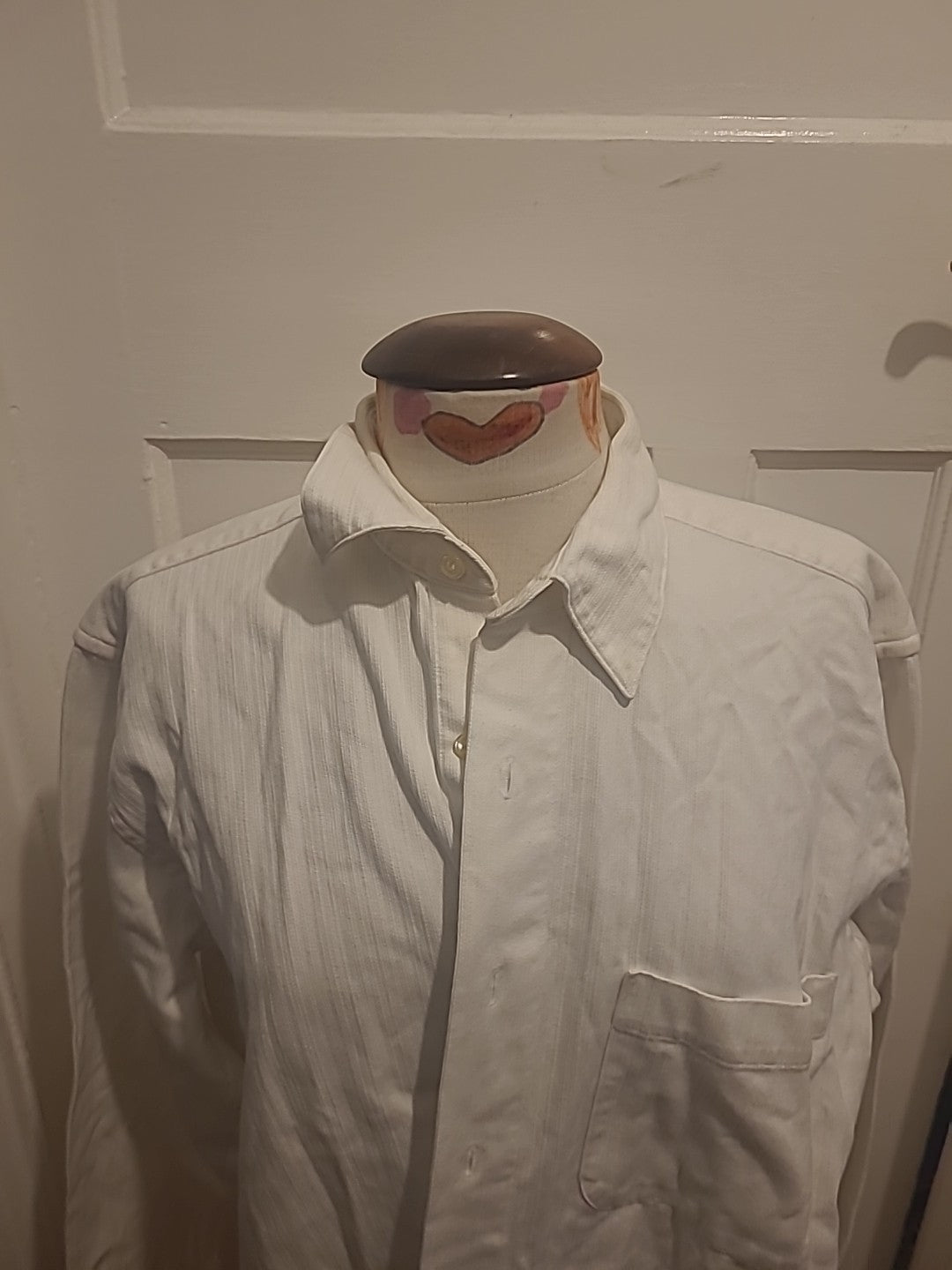 Mens Henry Fox Size Medium White Long Sleeve Shirt