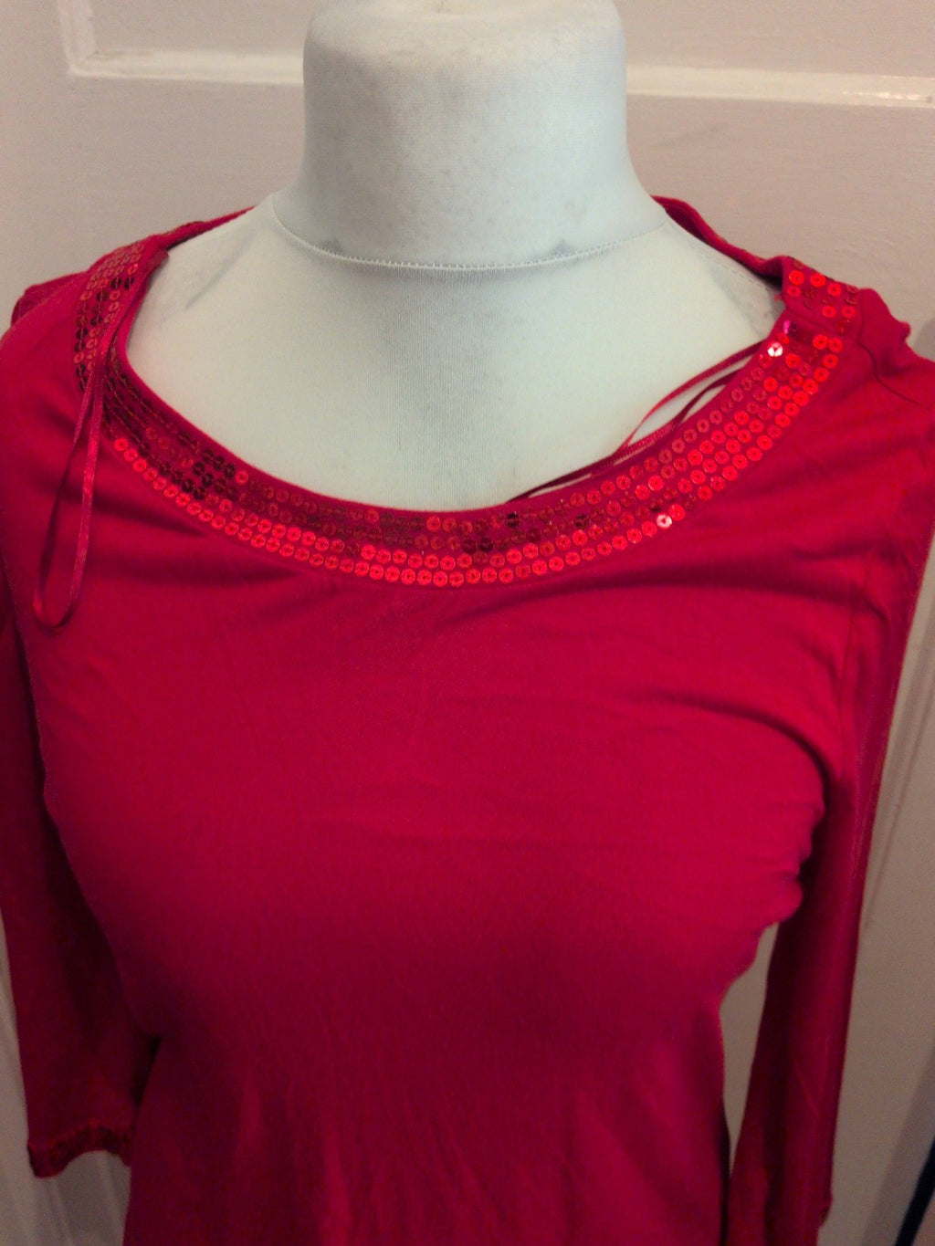 Papaya 18 Red Long Sleeve With Sequin Longline Blouse