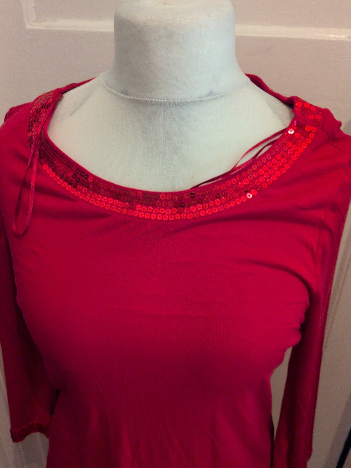 Papaya 18 Red Long Sleeve With Sequin Longline Blouse