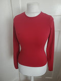 Ladies Size M Red Tight Fit Long Sleeved Gym Top