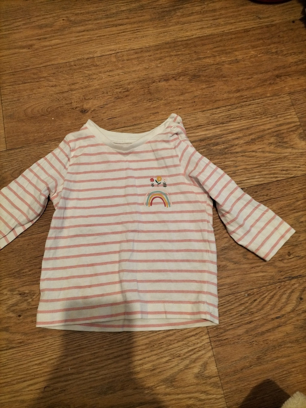 Girls Matalan Age 6-9 Months Pink Striped Tshirt