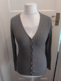 Just Woman Small Grey Long Sleeve Buttoned Cardigan Ribbed