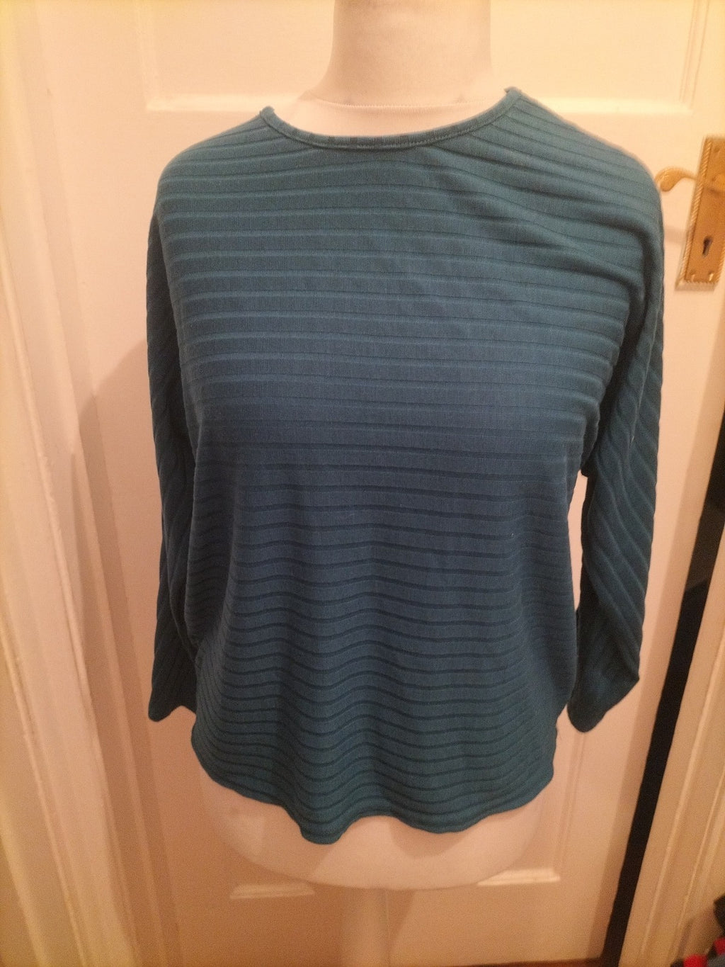 Peacocks 12 Teal Brush Rib Long Sleeve Blouse