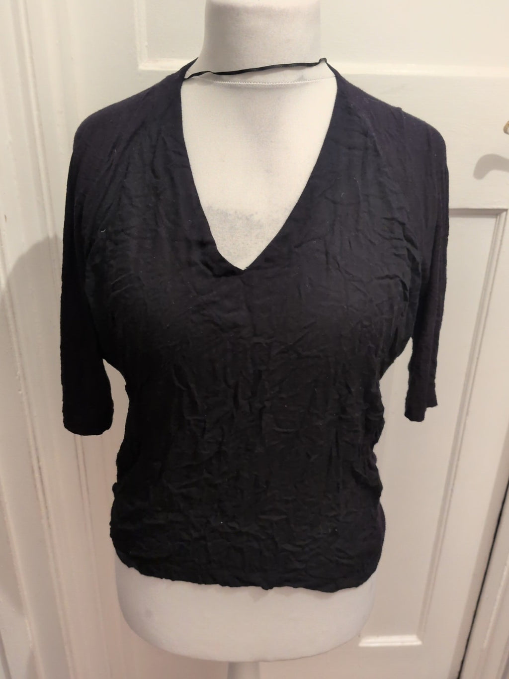 Zara Small Black Short Sleeve Blouse
