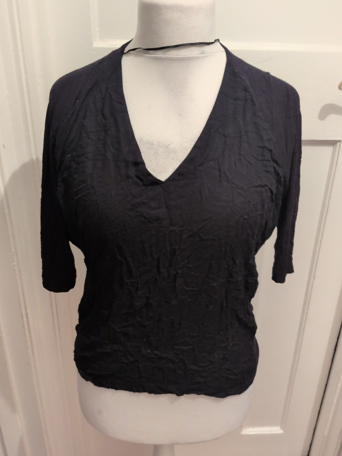 Zara Small Black Short Sleeve Blouse