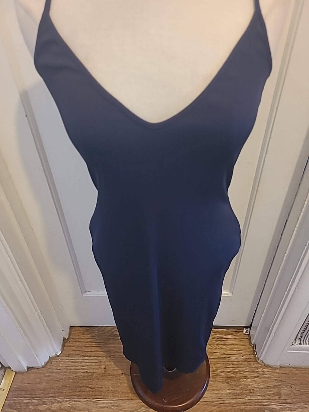 Ladies Prettylittlething Size 10 Navy Ribbed Sleeveless Pencil Dress