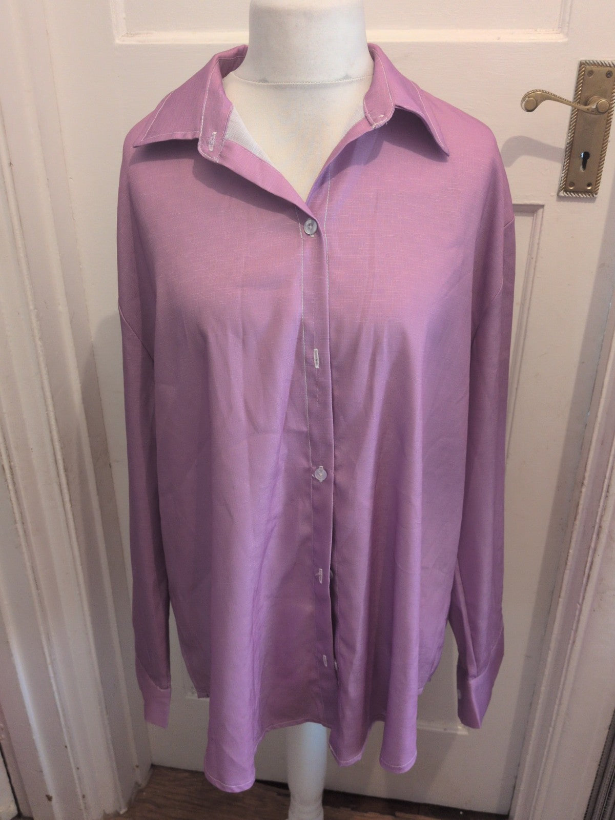 Ladies Size 3XL Purple Long Sleeve Buttoned Shirt
