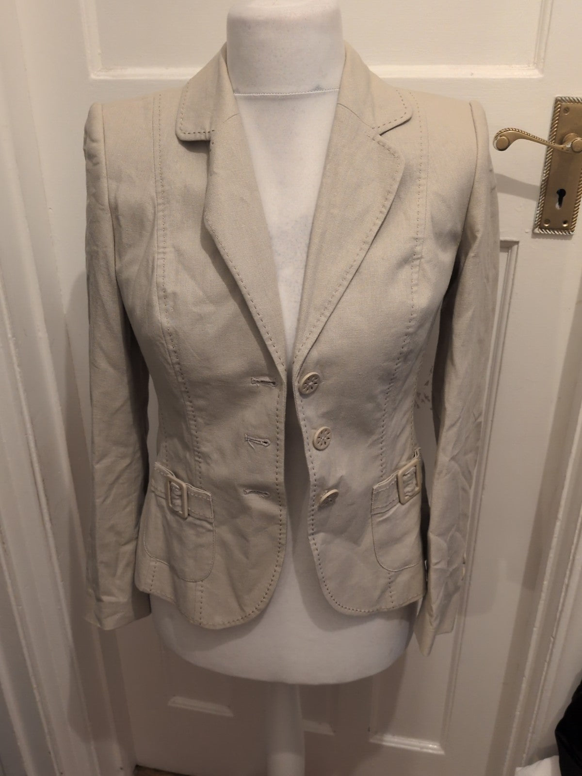 Marks And Spencer 10 Flax Padded Lined Blazer