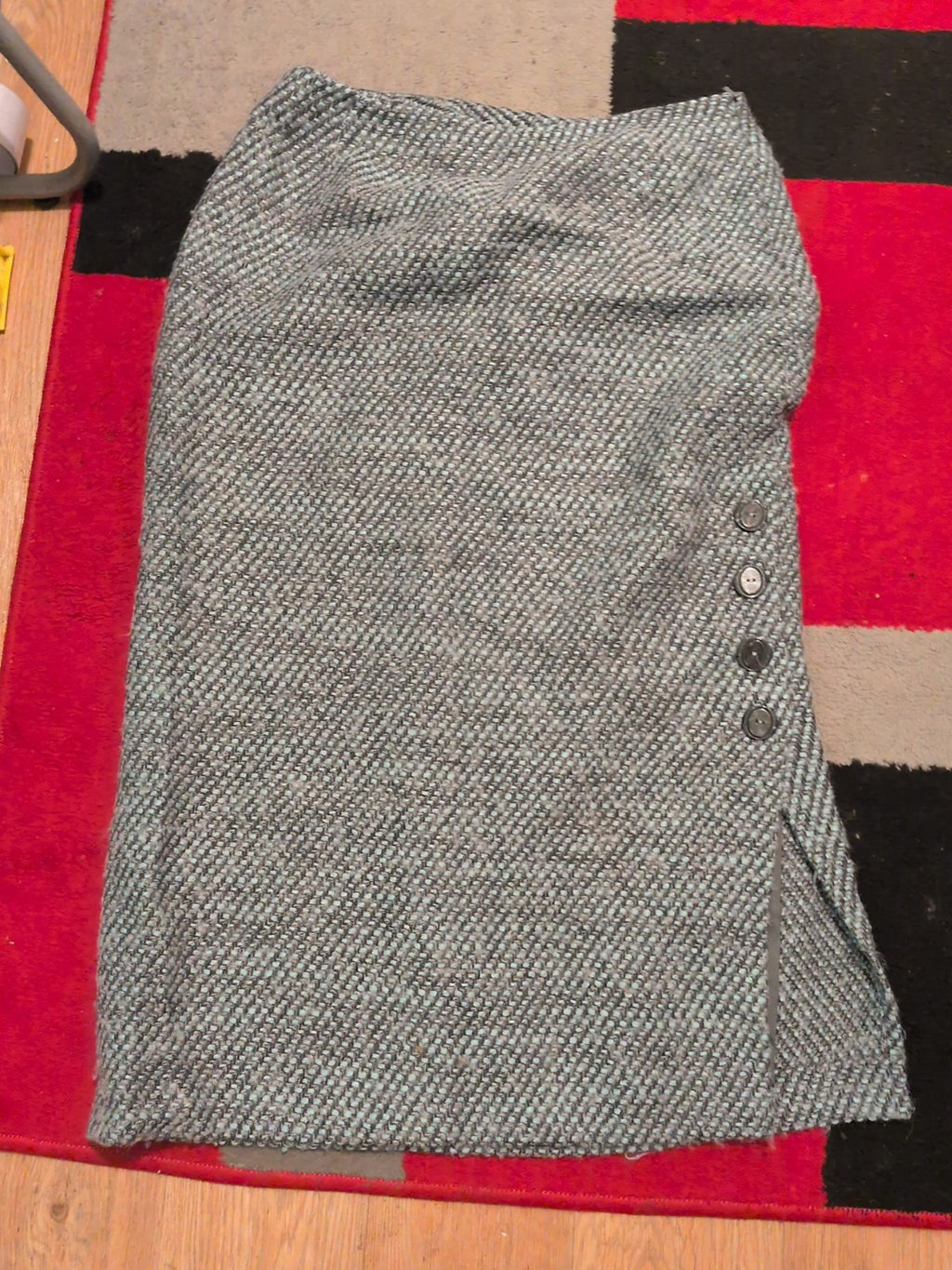 Ladies Alex&Co Size 14 Aqua Fleck Wool Lined Skirt Split Hem
