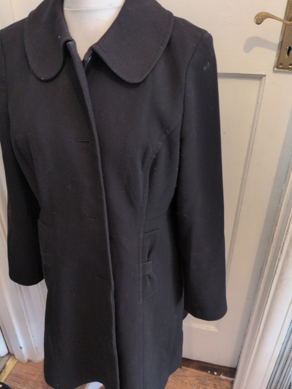 Ladies Wallis 18 Black Long Length Lined Padded Jacket