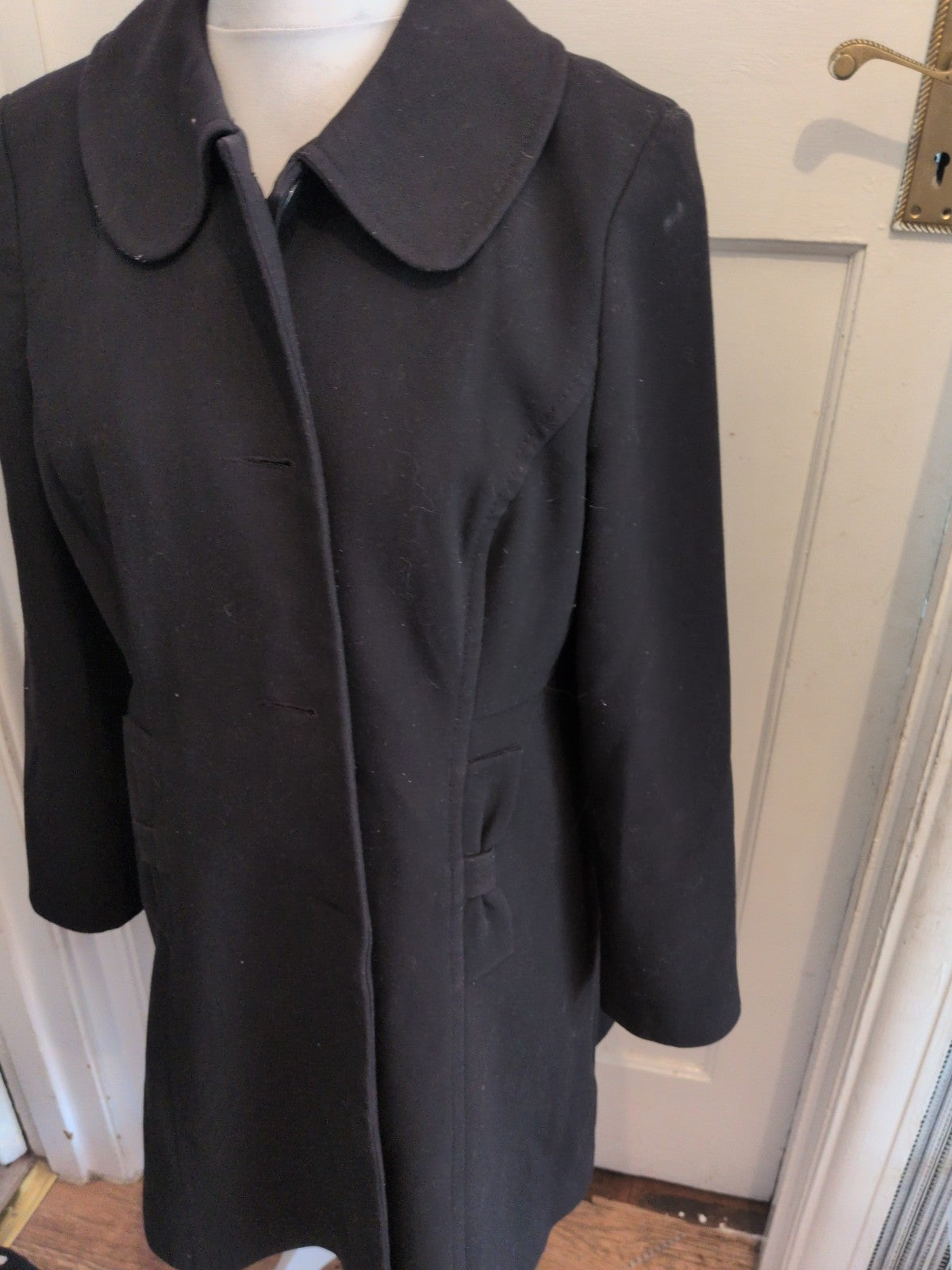 Ladies Wallis 18 Black Long Length Lined Padded Jacket