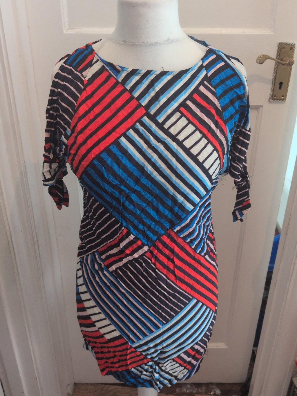 Dorothy Perkins 10 Multi Short Sleeve Stripe Dress