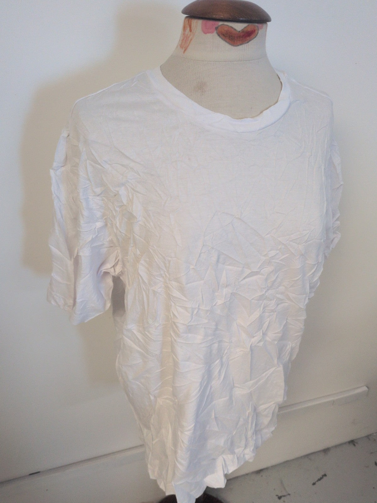Mens H&M Size Medium Loose Fit White Short Sleeve T-shirt