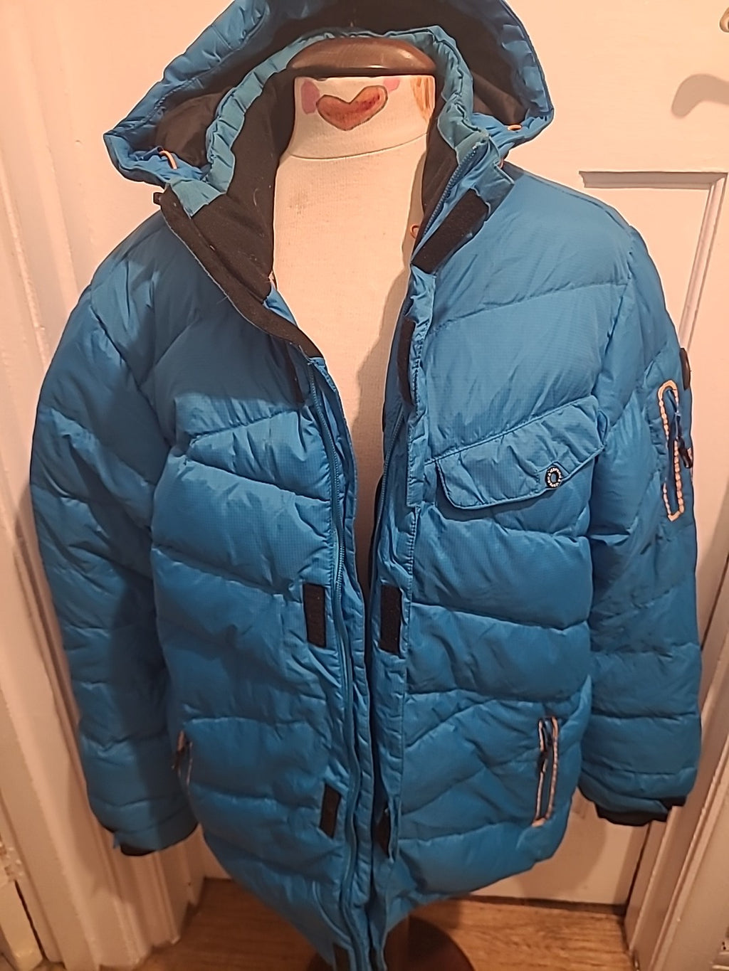 Mens Icepeak Size 52" Blue Long Sleeved Lined Puffer Coat