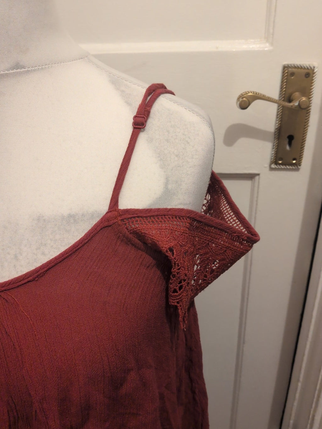 Ladies Primark Size 10 Burgundy Detail Shoulder Blouse