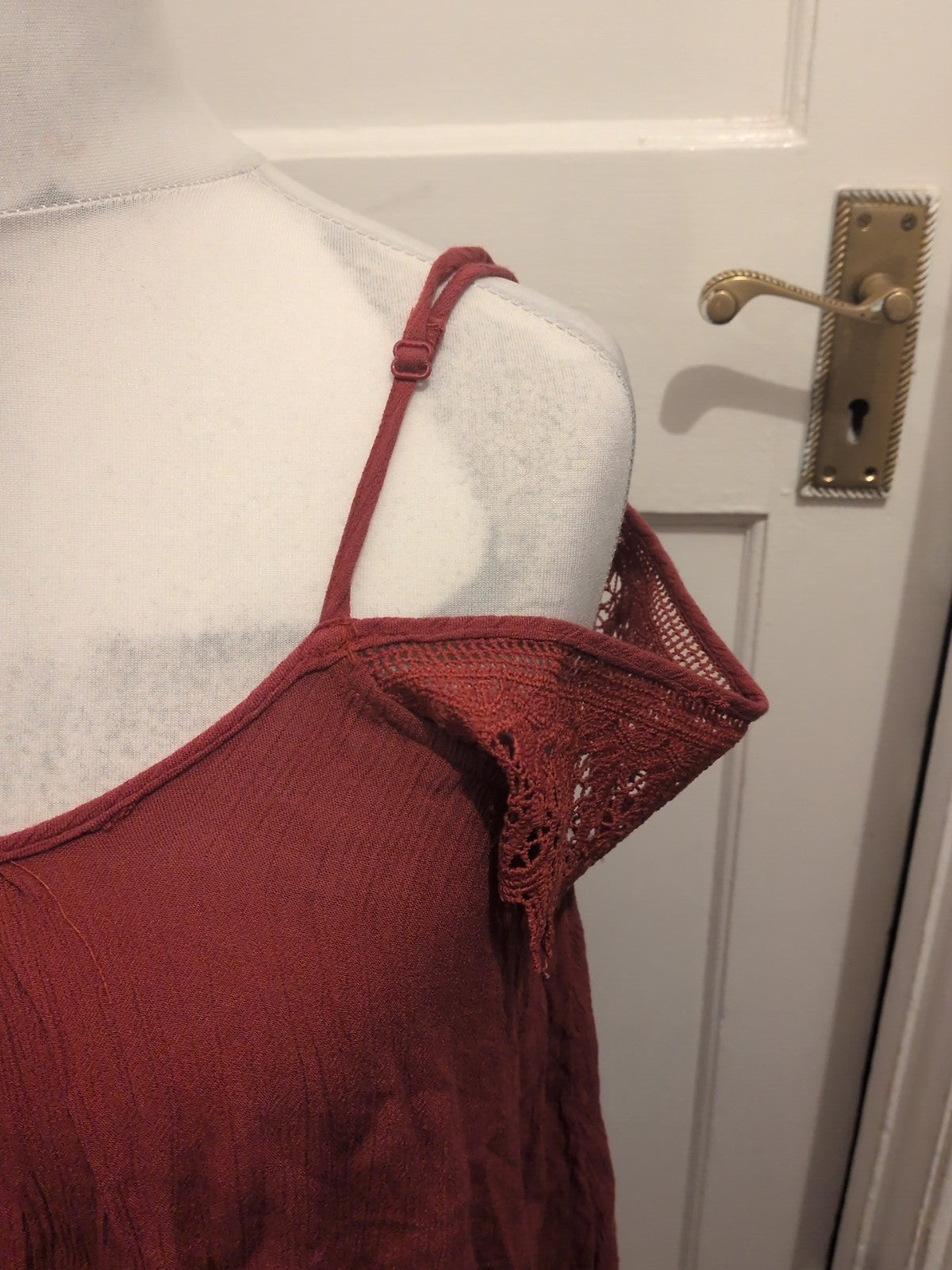 Ladies Primark Size 10 Burgundy Detail Shoulder Blouse