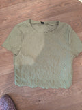 Medium Light Khaki Short Sleeve T-shirt Floral Pattern