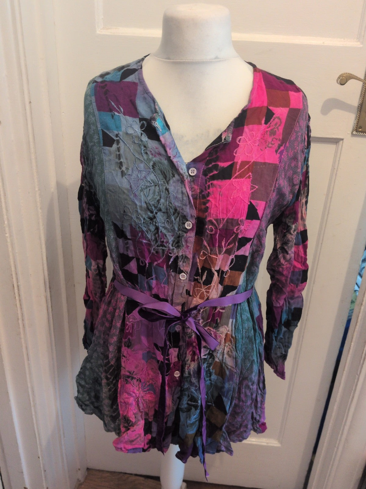 Ladies Free Size Buttoned Multi Blouse