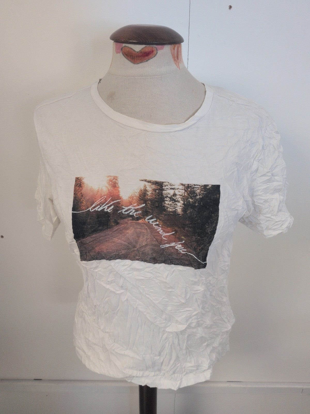 Ladies M&S Collection Size Medium White With Forest Print Short Sleeve T-shirt