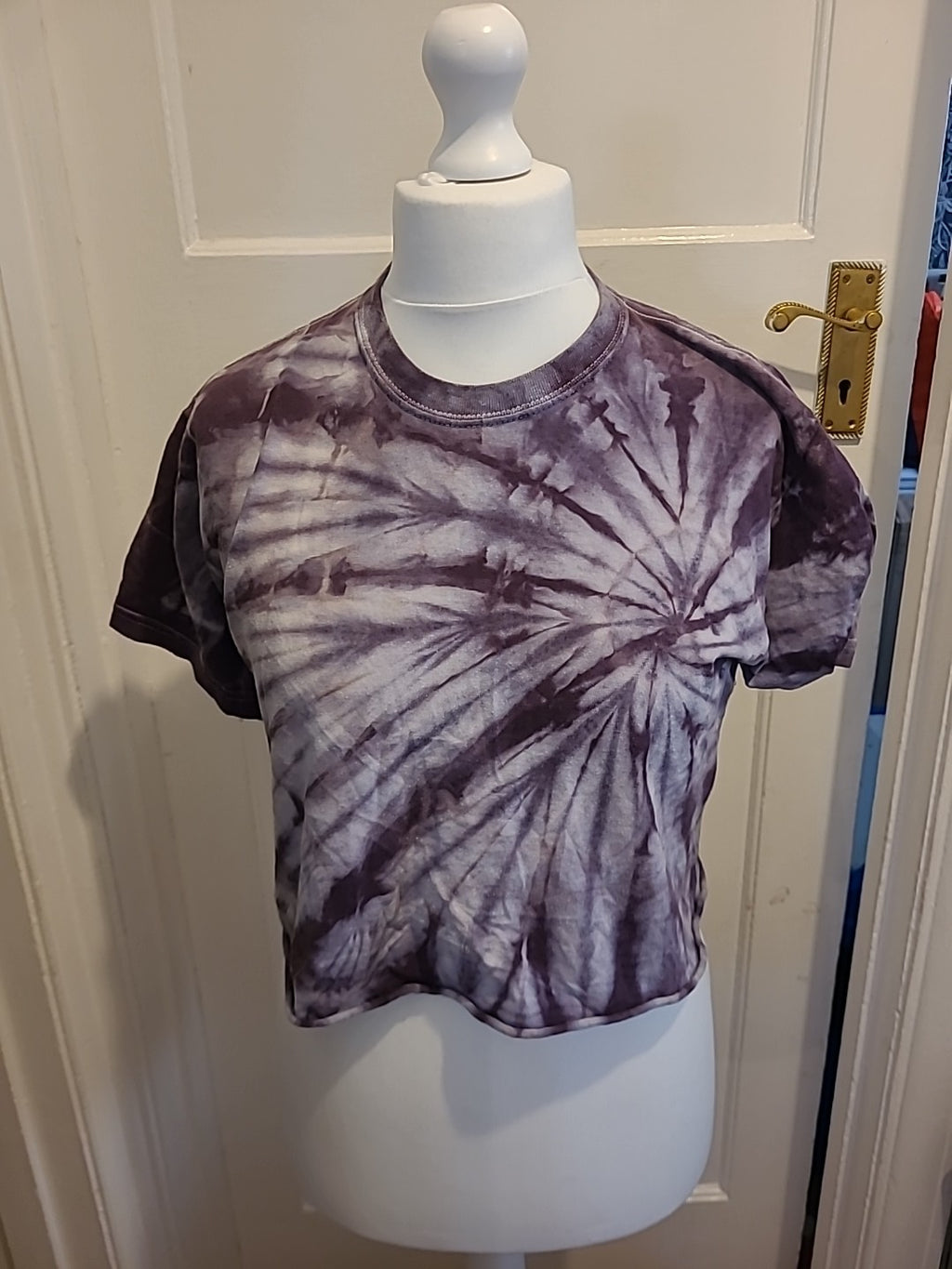 Ladies Size S/M Purple And Grey Short Sleeved Dye Tshirt