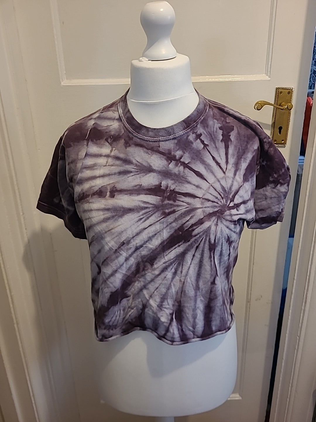 Ladies Size S/M Purple And Grey Short Sleeved Dye Tshirt
