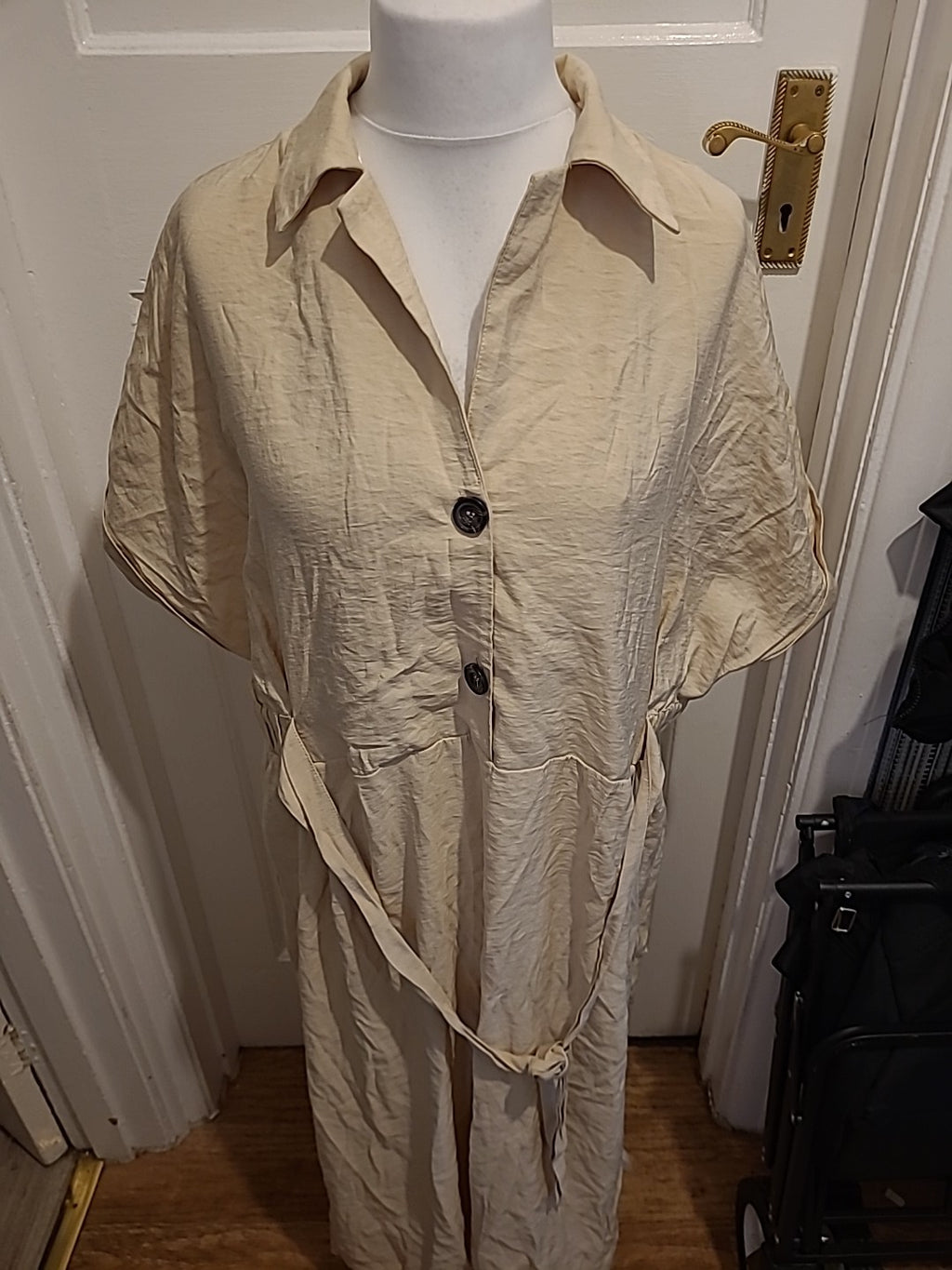 Ladies Shein Size XL Beige Half Buttoned Maxi Dress