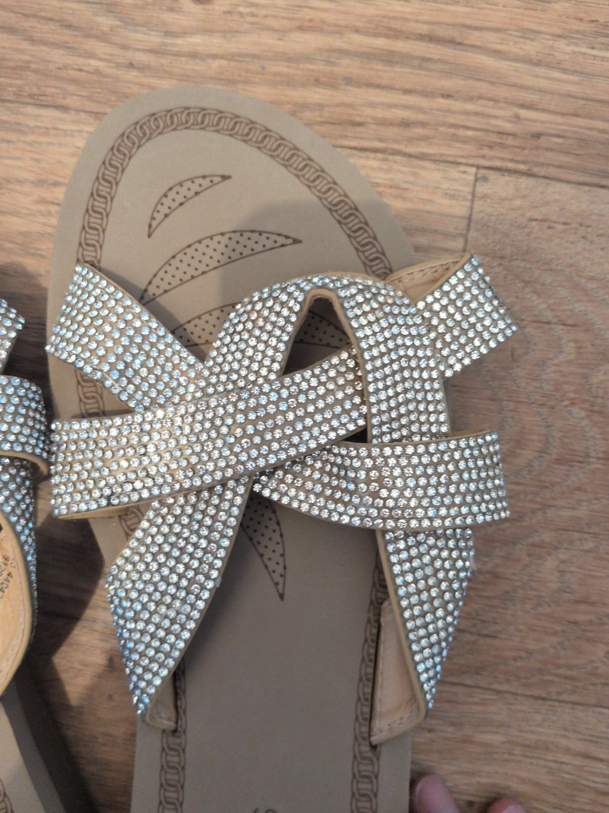 Peacocks 7 Beige And Silver Diamante Sandals