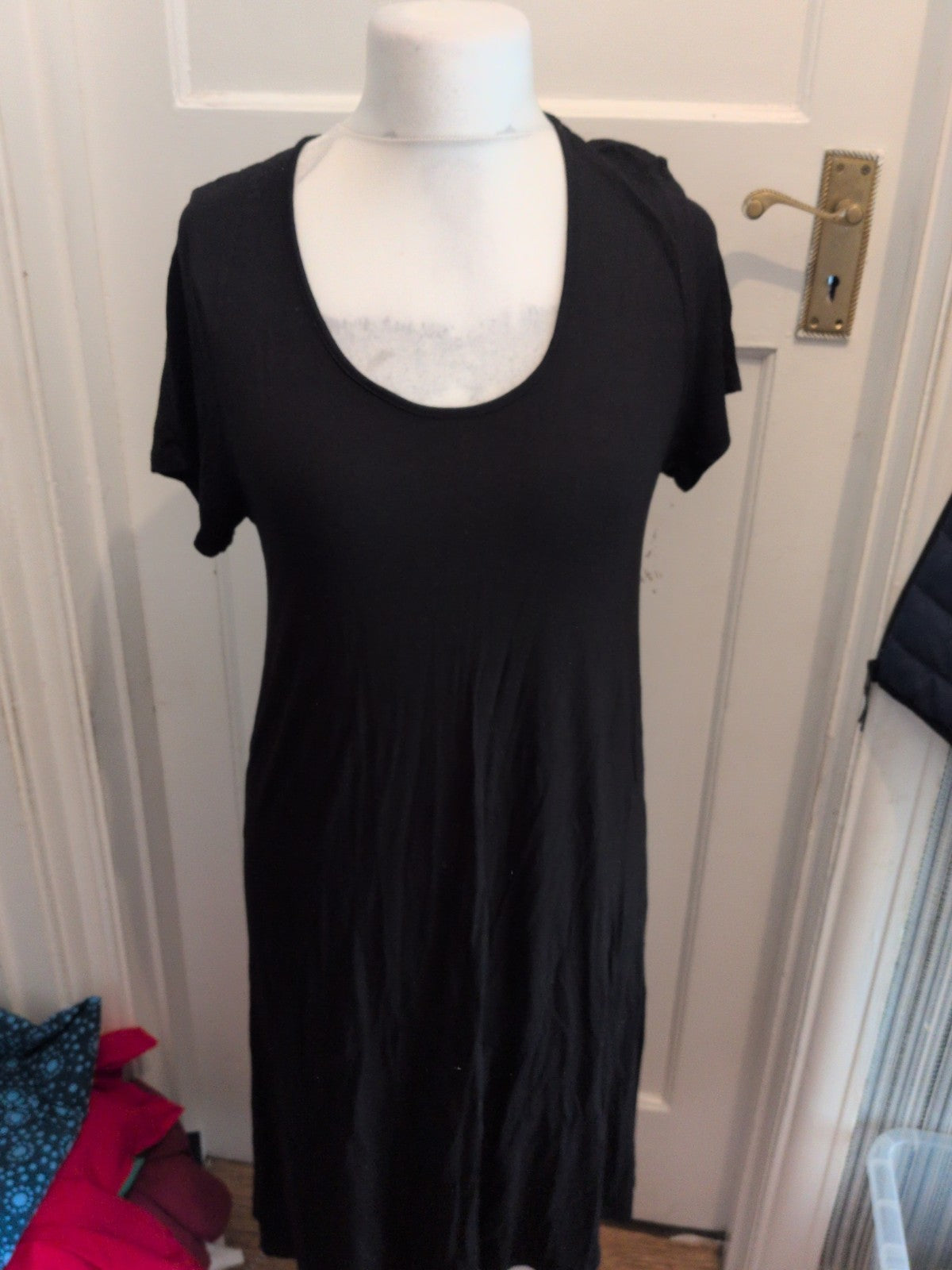 Primark 18 Black Short Sleeve Round Neck Long Length Dress