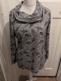 Tigi 14-16 Grey And Navy Leaf High Neck Jumper