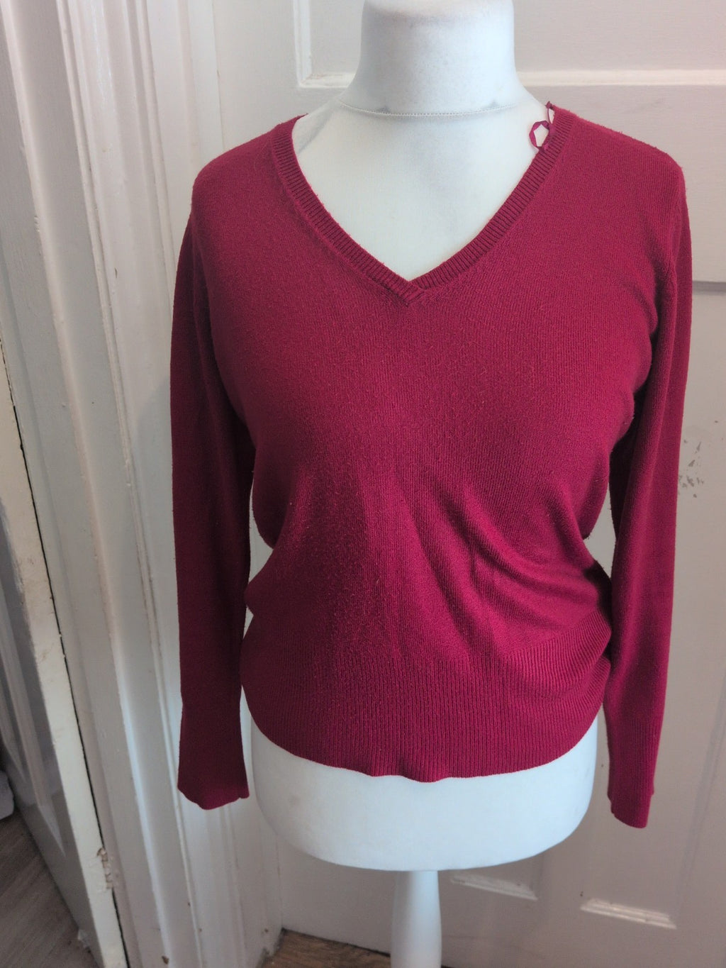 Collection Debenhams 12 Dark Purple Long Sleeve V Neck Jumper
