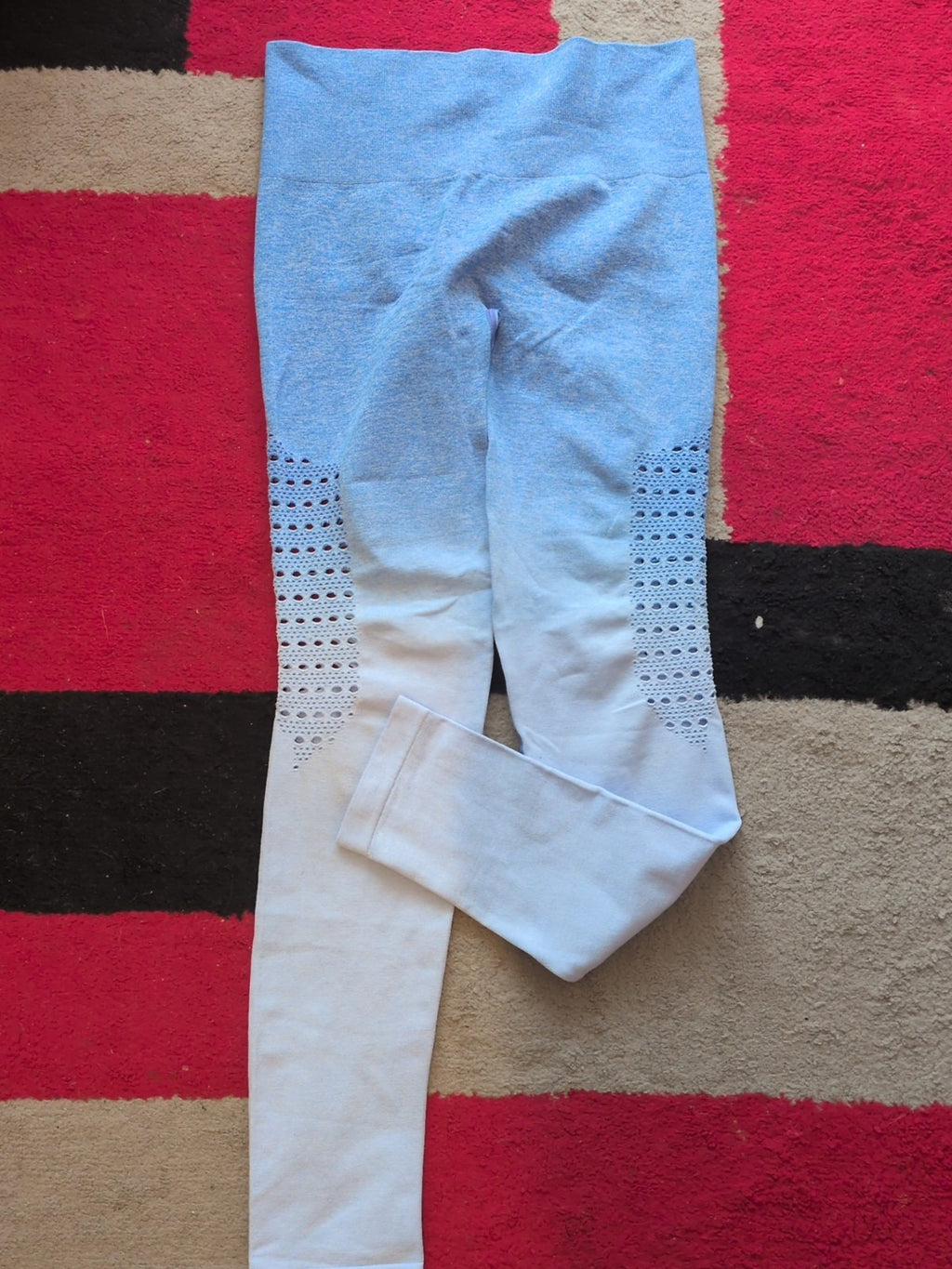 Ladies Size M Blue Toned Stretch Full Length Legging