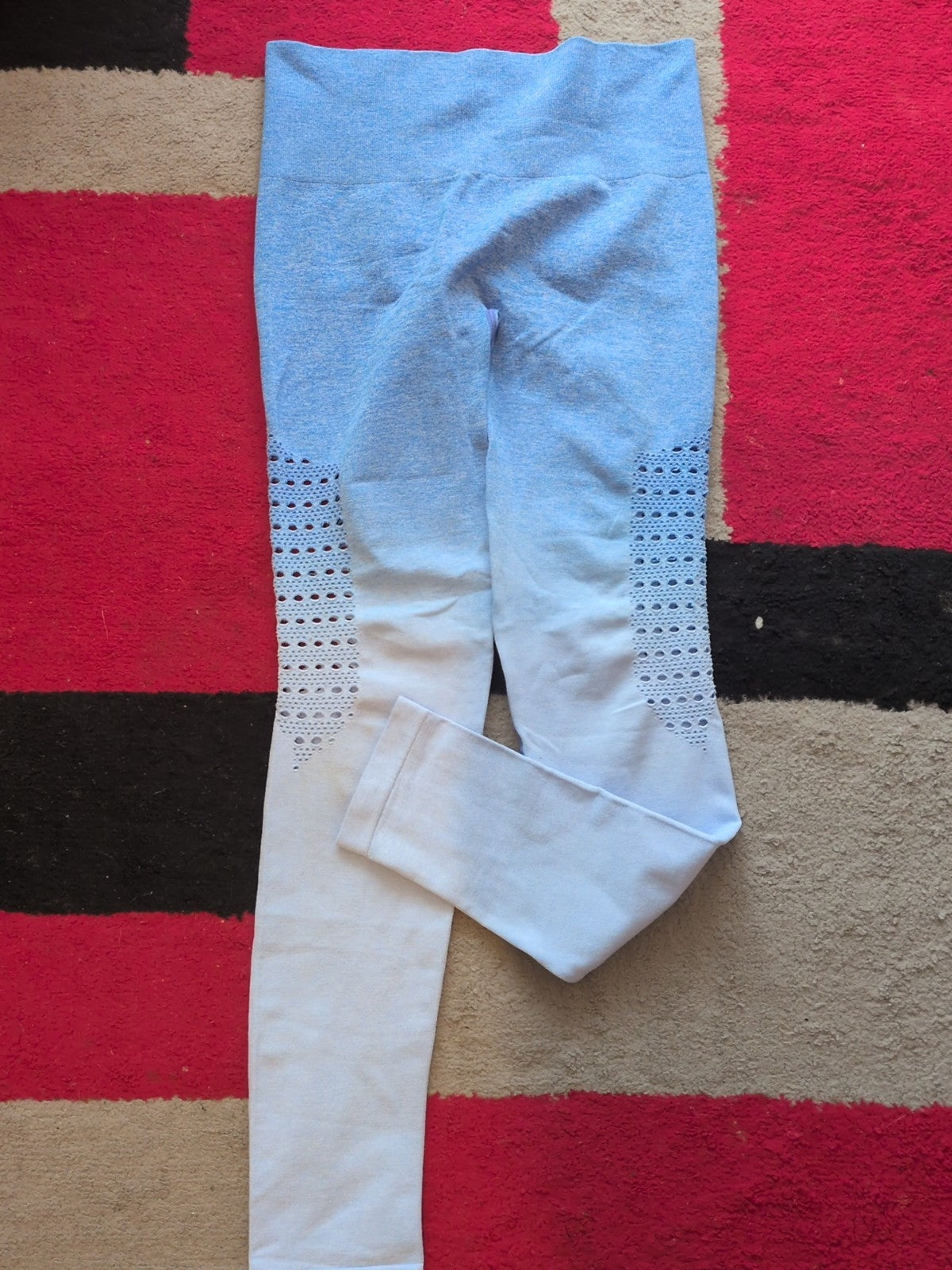 Ladies Size M Blue Toned Stretch Full Length Legging