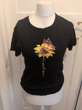 Medium Black Flower Print Short Sleeve T-shirt
