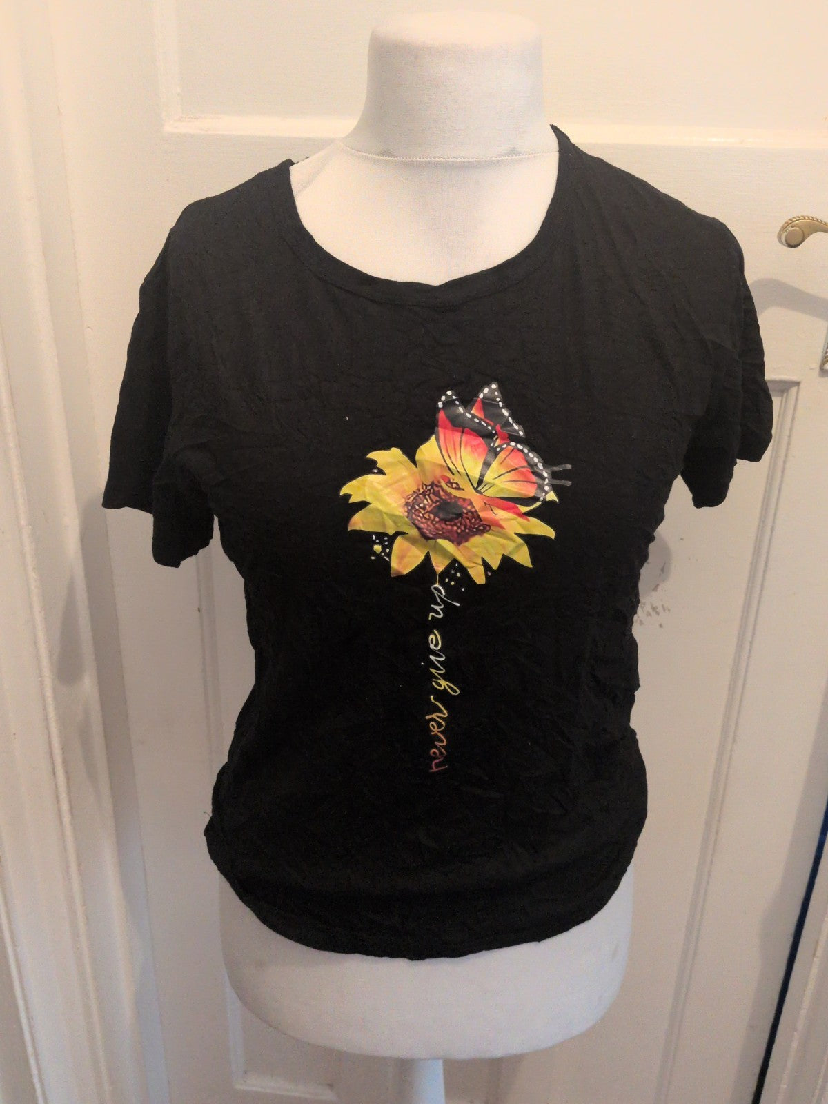 Medium Black Flower Print Short Sleeve T-shirt