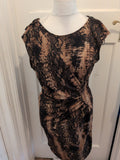 F&F 12 Black And Brown Short Sleeve Knot Dress